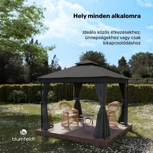 Blumfeldt Mondo Dual pavilon 3x3 dupla tetővel és szúnyoghálóval - Image 2