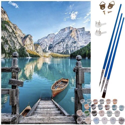 Braies-tó - felnőtt kifestő számozott sablonnal