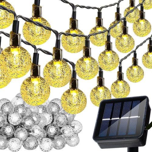 Dekoratív napelemes füzér 100 gömbbel – elegáns világítás minden alkalomra (WNDR24010)