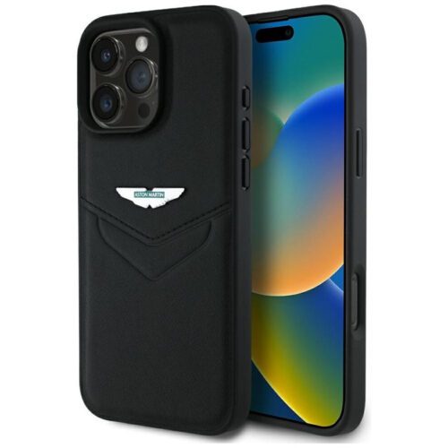 Aston Martin ASHCP16LPVIK HC Leather Victory Design tok iPhone 16 Pro - fekete