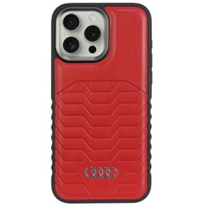 Audi AU-TPUPCMIP14PM-GT/D3-RD műbőr MagSafe keménytok iPhone 14 Pro Max - piros