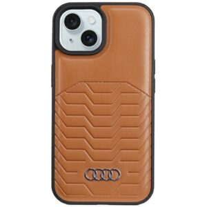 Audi AU-TPUPCMIP15-GT/D3-BN műbőr MagSafe keménytok iPhone 15 - barna