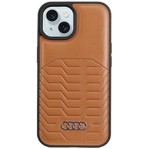 Audi AU-TPUPCMIP15-GT/D3-BN műbőr MagSafe keménytok iPhone 15 - barna