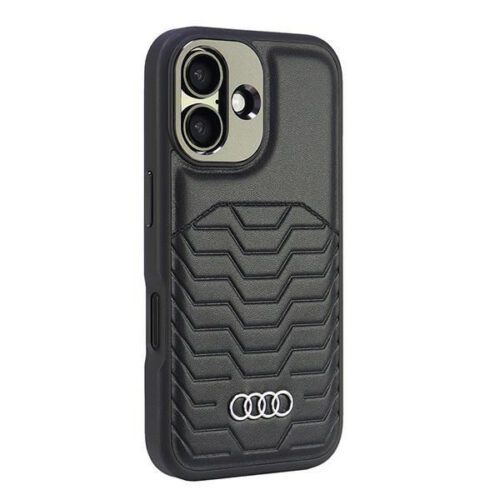 Audi AU-TPUPCMIP16M-GT/D3-BK Synthetic Leather MagSafe keménytok iPhone 16 Plus - fekete - Image 2