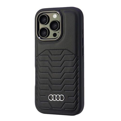 Audi AU-TPUPCMIP16P-GT/D3-BK Synthetic Leather MagSafe keménytok iPhone 16 Pro - fekete - Image 2