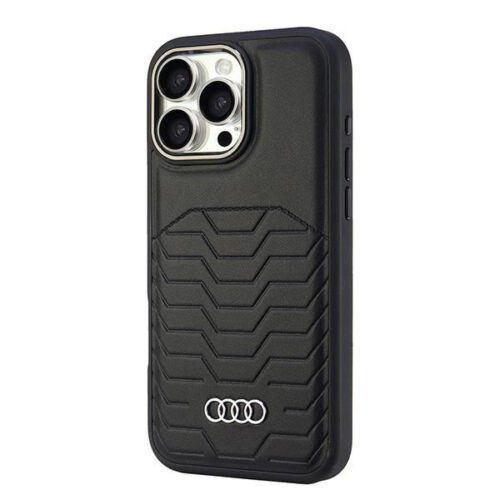 Audi AU-TPUPCMIP16PM-GT/D3-BK Synthetic Leather MagSafe keménytok iPhone 16 Pro Max - fekete - Image 2