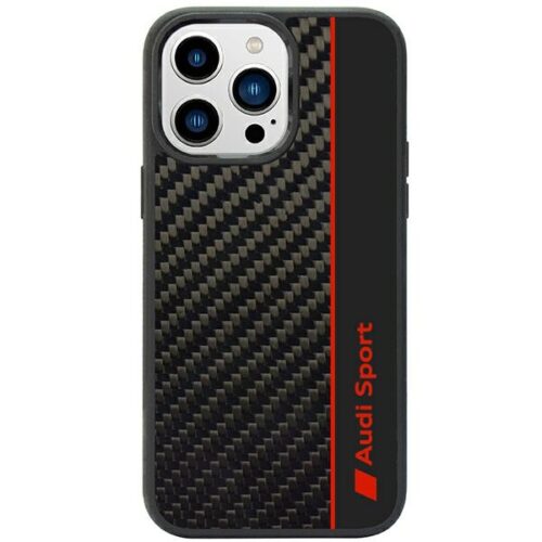 Audi Carbon Fiber Stripe iPhone 14 Pro 6.1" fekete keménytok AUS-TPUPCIP14P-R8/D1-BK