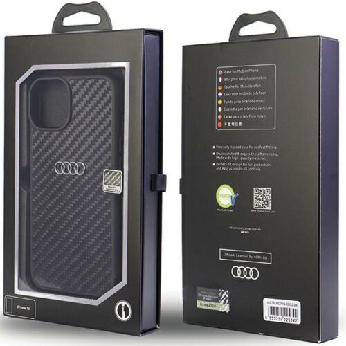 Audi Carbon Fiber iPhone 14 6.1" fekete keménytok AU-TPUPCIP14-R8/D2-BK - Image 2