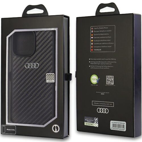 Audi Carbon Fiber iPhone 14 Pro 6.1" fekete keménytok AU-TPUPCIP14P-R8/D2-BK - Image 2
