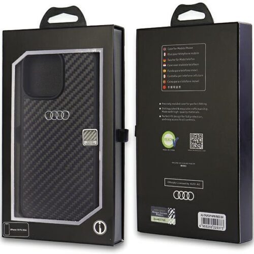 Audi Carbon Fiber iPhone 14 Pro Max 6.7" fekete keménytok AU-TPUPCIP14PM-R8/D2-BK - Image 2