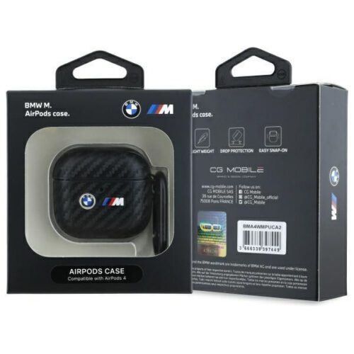 BMW BMA4WMPUCA2 Carbon Double Metal Logo tok AirPods 4 - fekete - Image 2