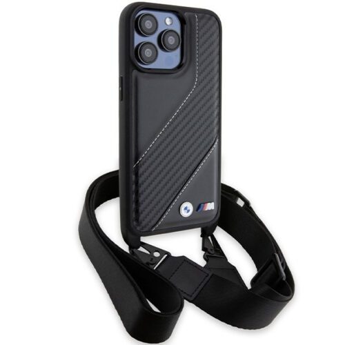 BMW BMHCP15L23PSCCK iPhone 15 Pro 6.1" fekete keménytok M Edition Carbon Stripe & Strap - Image 2