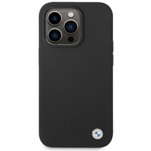BMW BMHCP15LSILBK iPhone 15 Pro 6.1" fekete szilikon fém logo tok - Image 2