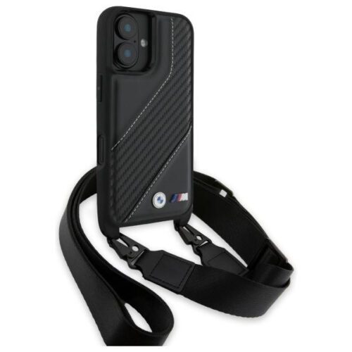 BMW BMHCP16S23PSCCK M Edition Carbon Stripe & Strap keménytok iPhone 16 - fekete - Image 2
