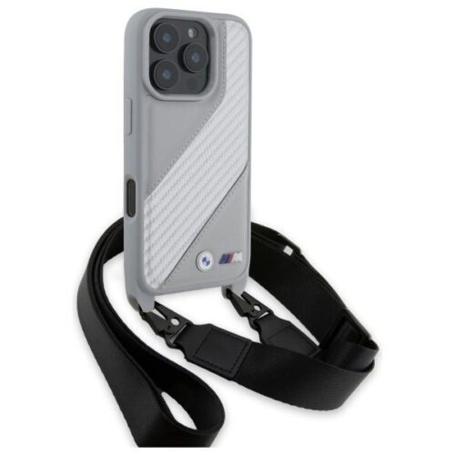 BMW BMHCP16X23PSCCG M Edition Carbon Stripe & Strap keménytok iPhone 16 Pro Max - szürke - Image 2