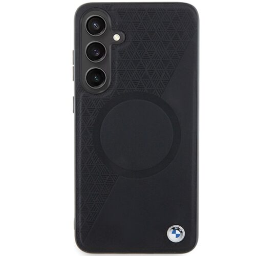 BMW BMHMS24M23RTPK Samsung S24+ S926 fekete Signature Leather Half Textured & Circle MagSafe tok - Image 2
