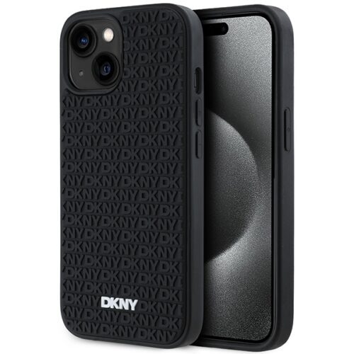 DKNY DKHCP15S3DRPWK 3D Rubber Repeat Pattern tok iPhone 15 - fekete