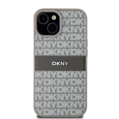 DKNY DKHCP15SPRTHSLE Leather Mono Stripe & Metal Logo tok iPhone 15 - bézs - Image 2