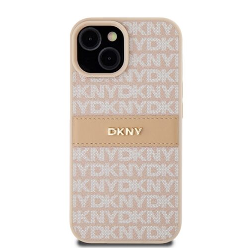 DKNY DKHCP15SPRTHSLP Leather Mono Stripe & Metal Logo tok iPhone 15 - rózsaszín - Image 2