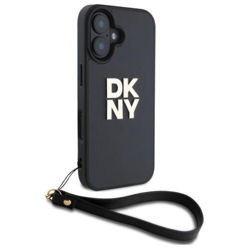 DKNY DKHCP16SPBSWSK Wrist Strap Stock Logo keménytok iPhone 16 - fekete - Image 2