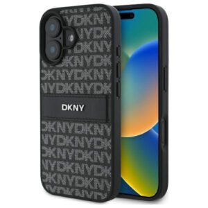 DKNY DKHCP16SPRTHSLK Texture Pattern Tonal Stripe keménytok iPhone 16 - fekete