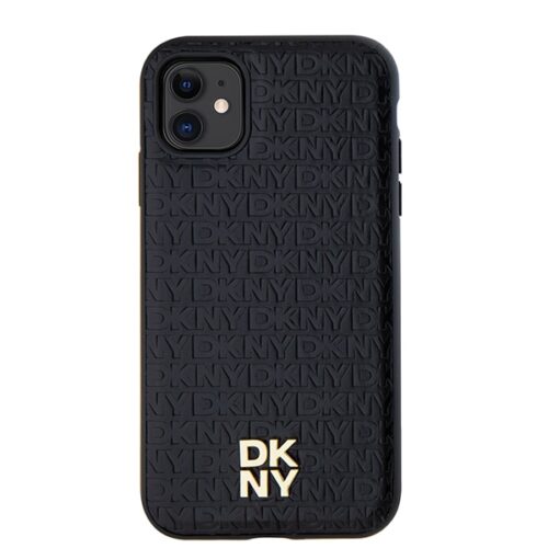 DKNY DKHMN61PSHRPSK Leather Monogram Pattern Metal Logo MagSafe-kompatibilis tok iPhone 11 - fekete - Image 2