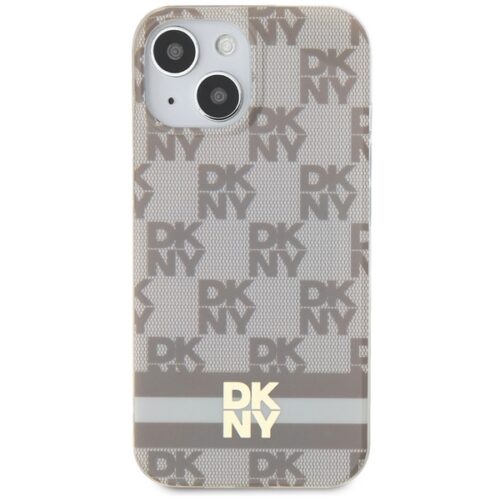 DKNY DKHMP14SHCPTSE IML Checkered Mono Pattern & Printed Stripes MagSafe-kompatibilis tok iPhone 14 - bézs - Image 2