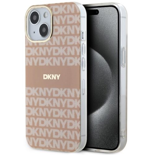 DKNY DKHMP14SHRHSEP IML Mono & Stripe MagSafe-kompatibilis tok iPhone 14 - rózsaszín