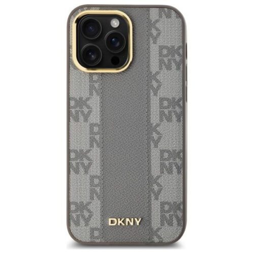 DKNY DKHMP14XPCPVSLE Leather Checkered Mono Pattern MagSafe-kompatibilis keménytok iPhone 14 Pro Max - bézs - Image 2