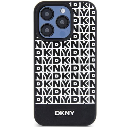 DKNY DKHMP15LPSOSPK Leather Printed Pattern Metal Logo MagSafe-kompatibilis tok iPhone 15 Pro - fekete - Image 2