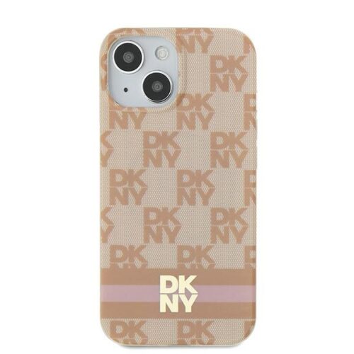 DKNY DKHMP15SHCPTSP IML Checkered Mono Pattern Pattern & Printed Stripes MagSafe-kompatibilis tok iPhone 15 - rózsaszín - Image 2