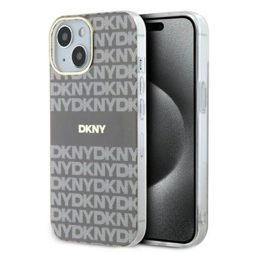 DKNY DKHMP15SHRHSEE IML Mono & Stripe MagSafe-kompatibilis tok iPhone 15 - bézs