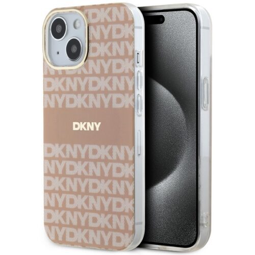 DKNY DKHMP15SHRHSEP IML Mono & Stripe MagSafe-kompatibilis tok iPhone 15 - rózsaszín