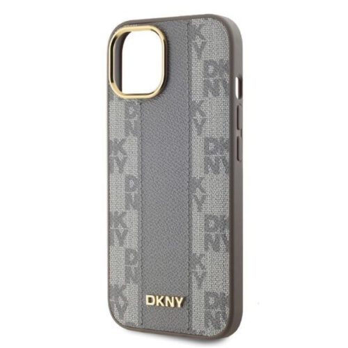DKNY DKHMP15SPCPVSLE Leather Checkered Mono Pattern MagSafe keménytok iPhone 15 - bézs - Image 2