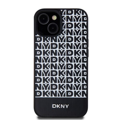 DKNY DKHMP15SPSOSPK Leather Printed Pattern Metal Logo MagSafe-kompatibilis tok iPhone 15 - fekete - Image 2
