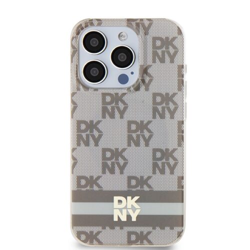 DKNY DKHMP15XHCPTSE IML Checkered Mono Pattern & Printed Stripes MagSafe-kompatibilis tok iPhone 15 Pro Max - bézs - Image 2