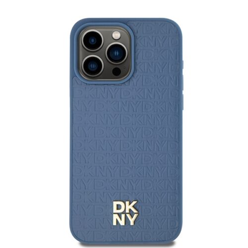 DKNY DKHMP15XPSHRPSB Leather Monogram Pattern Metal Logo MagSafe-kompatibilis tok iPhone 15 Pro Max - kék - Image 2