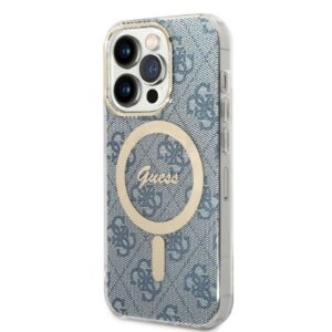 Eredeti szett GUESS GUBPP14LH4EACSB iPhone 14 Pro (Magsafe csomag: tok + töltő 4G / Arany - Kék)