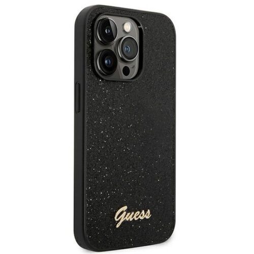 Eredeti tok GUESS GUHCP14LHGGSHK iPhone 14 PRO (Glitter Flakes Script Metal Logo / fekete) - Image 2