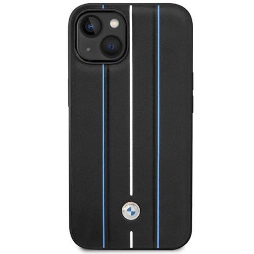 Etui BMW BMHCP14S22RVSK iPhone 14 6.1" fekete keménytok bőr bélyegző kék vonalak - Image 2