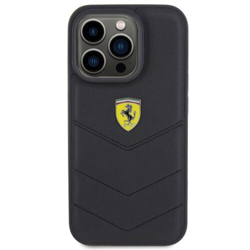 Ferrari FEHCP15LRDUK iPhone 15 Pro 6.1" fekete keménytok steppelt fém logóval - Image 2