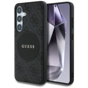 Guess 4G Round Patch Classic Logo MagSafe-kompatibilis tok Samsung Galaxy S25 Plus - fekete