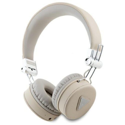 Guess GUBH70PGTSPSE Grained Classic Round Shape bluetooth vezeték nélküli fejhallgató ENC - bézs
