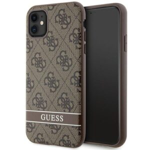 Guess GUHCN61P4SNW iPhone 11 barna keménytok 4G Stripe