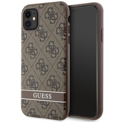 Guess GUHCN61P4SNW iPhone 11 barna keménytok 4G Stripe