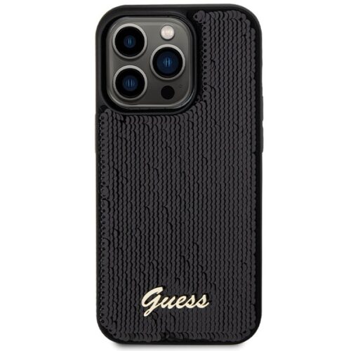 Guess GUHCP13LPSFDGSK iPhone 13 Pro / 13 6.1" fekete keménytok Sequin Script Metal - Image 2