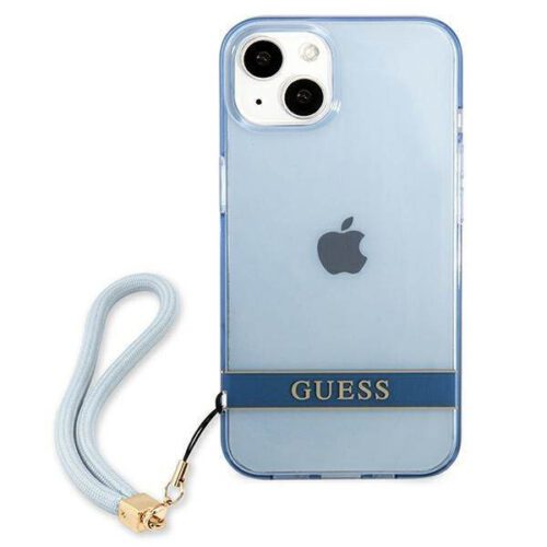 Guess GUHCP13MHTSGSB iPhone 13 6.1" kék áttetsző keménytok pánttal - Image 2