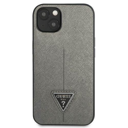 Guess GUHCP13MPSATLG iPhone 13 6.1" ezüst keménytok SaffianoTriangle Logó - Image 2