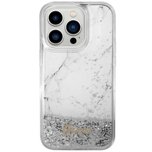 Guess GUHCP14LLCSGSGSGH iPhone 14 Pro 6.1" fehér keménytok folyékony csillogó márvány - Image 2