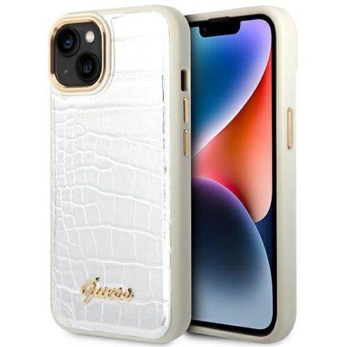 Guess GUHCP14SHGCRHS iPhone 14 6.1" ezüst keménytok Croco kollekció
